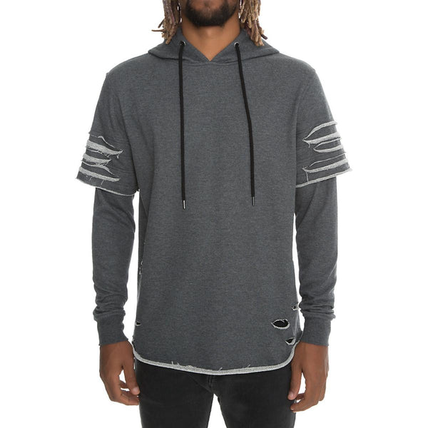 Front View Men's Ripped Hoodie