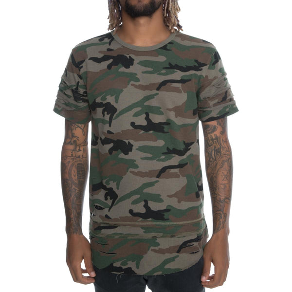 Front View Men's Ripped Camo Tee