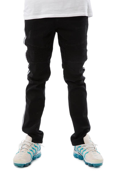 Front View Dunning Moto Side Stripe Jeans