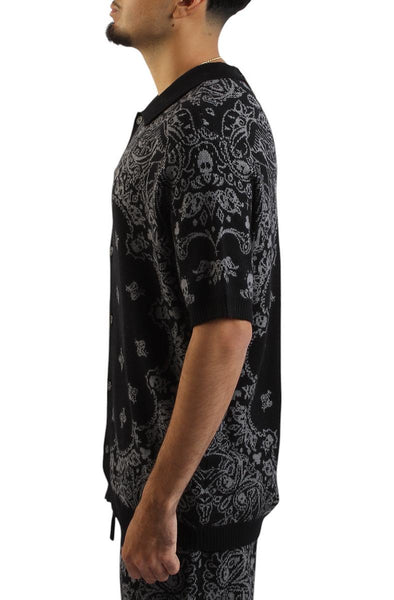 Paisley Knit Button-up Shirt