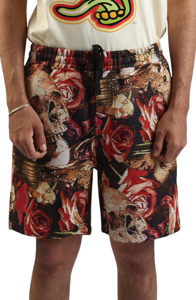 Front View Floral Tapestry Short