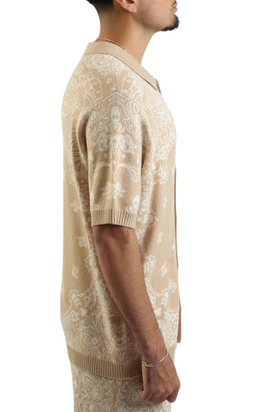 Paisley Knit Button-up Shirt