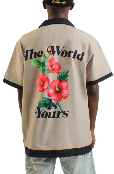 Front View Neverende Woven Button-Up Shirt