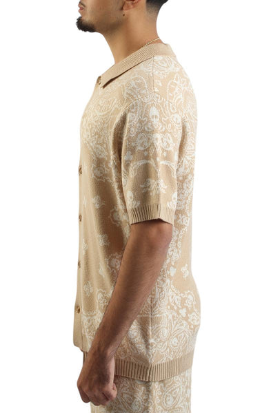 Paisley Knit Button-up Shirt