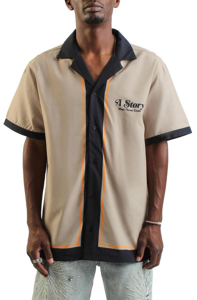 Front View Neverende Woven Button-Up Shirt