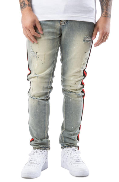 Front View Bronson Striped Jeans