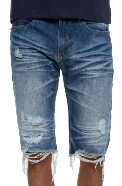 Front View Span Denim Shorts