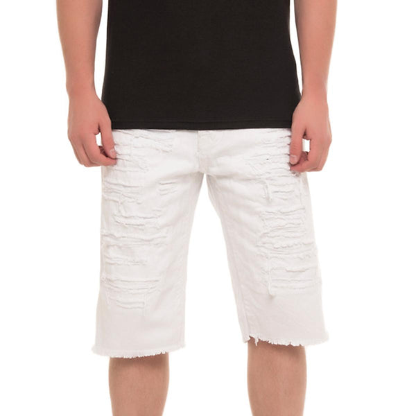 Front View Ripped Denim Shorts