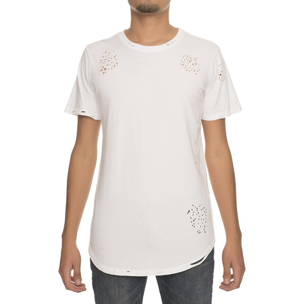 Front View Men's Destroyed Scallop Tee