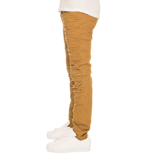 Men's Wheat Ripped Denim Jeans