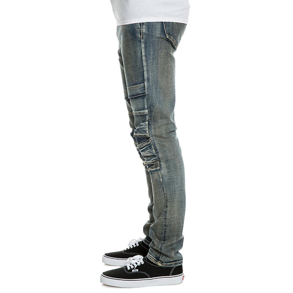 Men's Pleated Knee Jean Pants