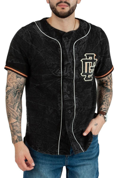 Front View OG Denim Baseball Jersey