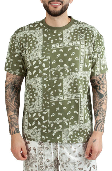 Front View Drop Shoulder Paisley Tee