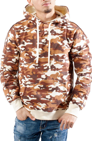 Front View Desert Camo Piped Hoodie