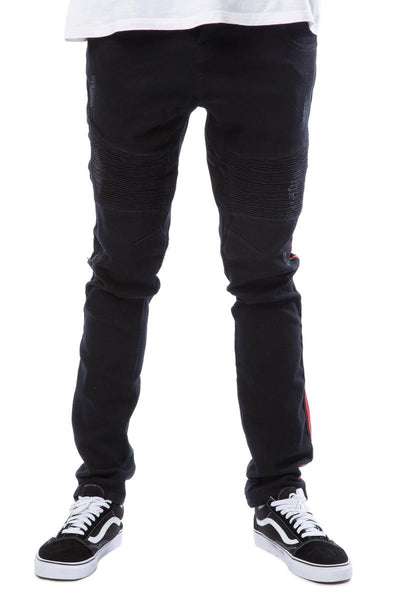 Front View Dunning Moto Pipping Jeans