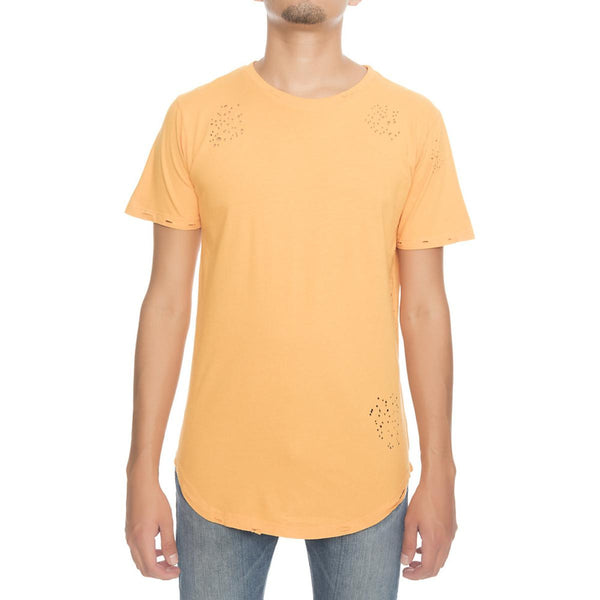 Front View Destroyed Scallop Tee Yellow
