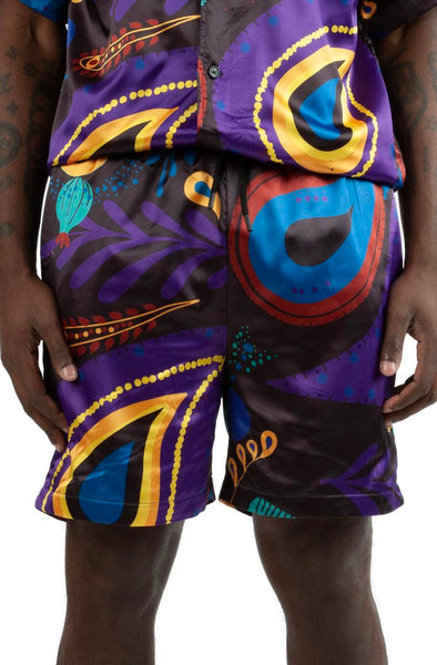Front View Satin Woven Shorts