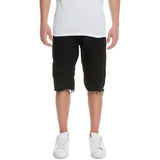 Front View Men's Denim Rip Shorts