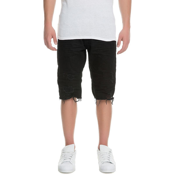 Front View Men's Denim Rip Shorts