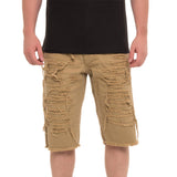 Front View Men's Ripped Denim Shorts