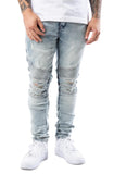 Front View Maverick Moto Shirred Panel Jeans