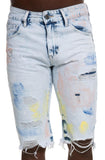 Front View Span Paint Splatter Shorts