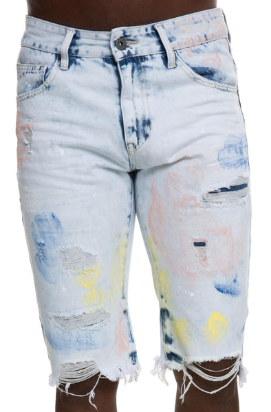 Front View Span Paint Splatter Shorts