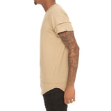 Double Layer Raw Edge Tee Sand