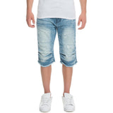 Front View JS 7340 Men's Denim Knee Rip Shorts