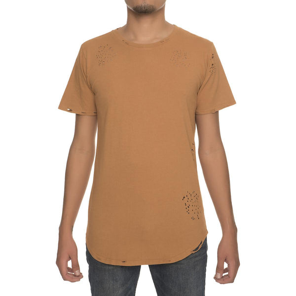 Front View Men's Destroyed Scallop Tee