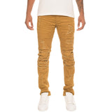 Front View Men's Wheat Ripped Denim Jeans