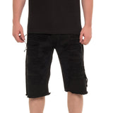 Front View Men's Ripped Denim Shorts