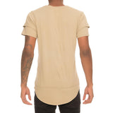 Double Layer Raw Edge Tee Sand