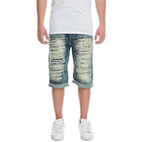 Front View Men's Rip Denim Shorts