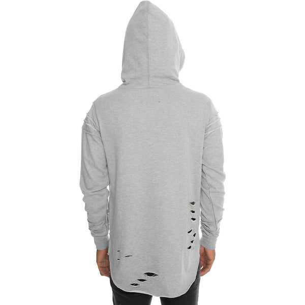 Front View Men's Ripped Layered Hoodie