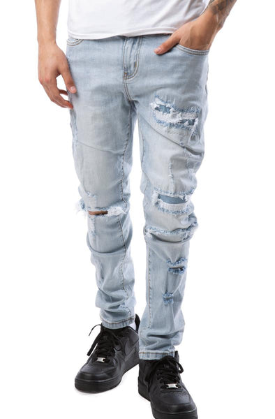 Front View Quinn Distress Basic Jeans