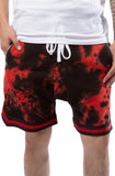 Front View Red Dawn Cloud Dye Dropped Shorts