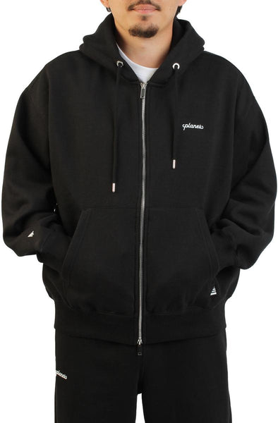 Front View Planes Script Zip-Up Hoodie 