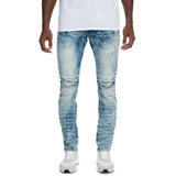 Front View Men's Knee Split Denim Jean