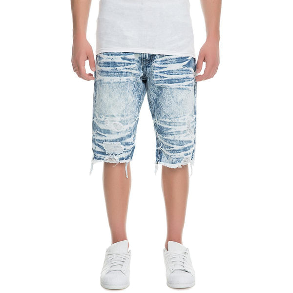 Front View Men's Denim Rip Shorts