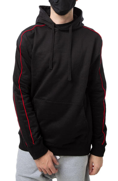 Front View Piped Pullover Hoodie