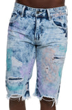 Front View Span Paint Splatter Shorts