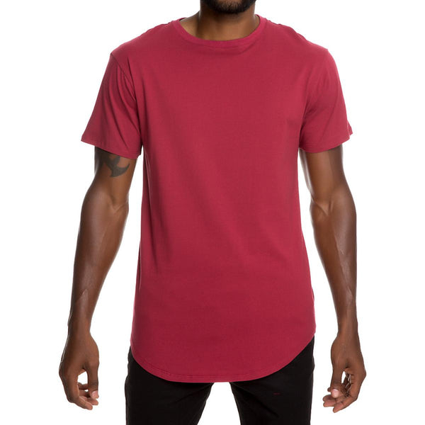Front View SS Scallop Tee Burgundy