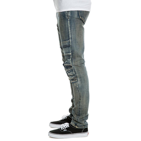 Men's Pleated Knee Jean Pants