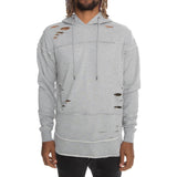 Front View Men's Ripped Layered Hoodie